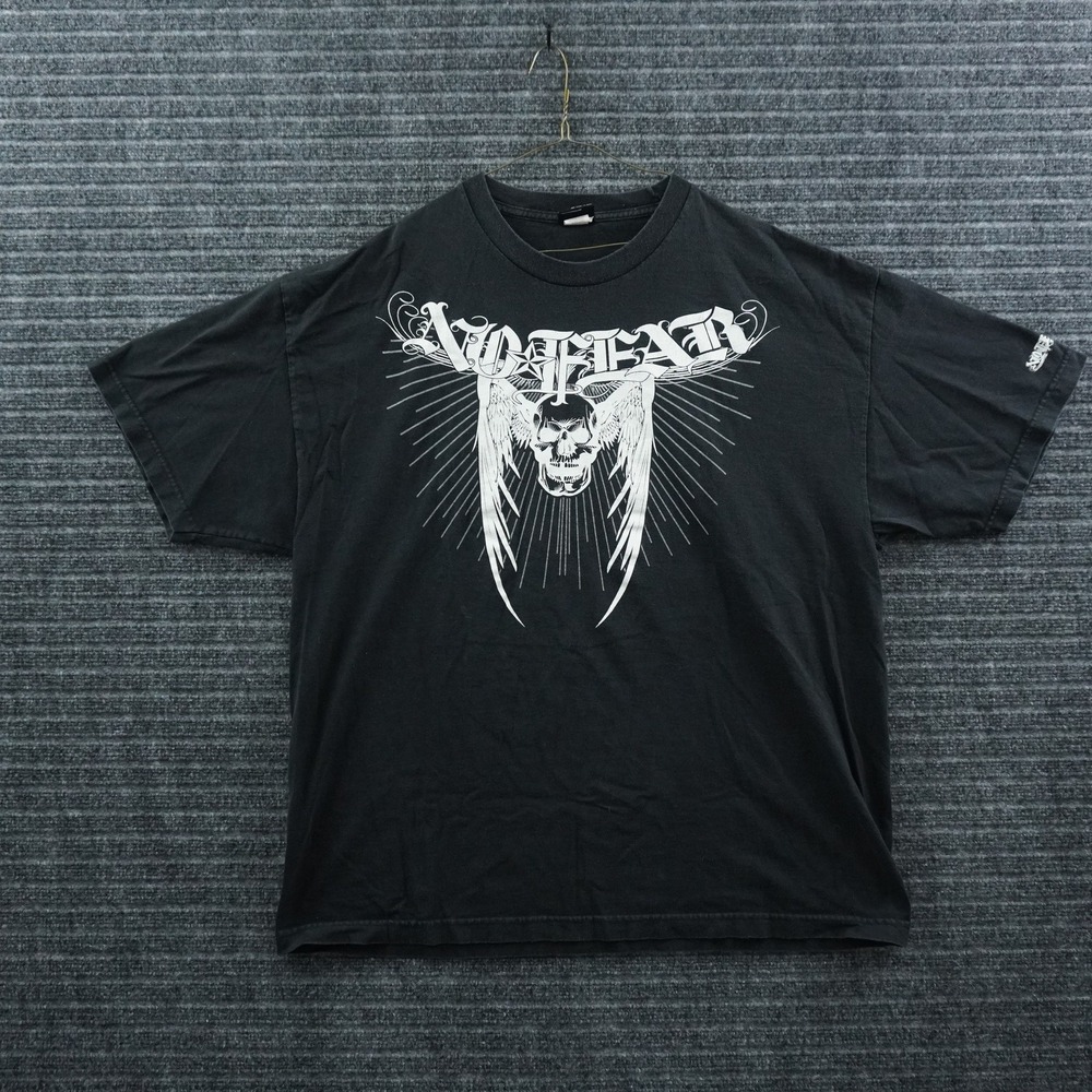 No Fear T-Shirt Mens XL Black Winged Skull Graphic Vintage Y2K Streetwear